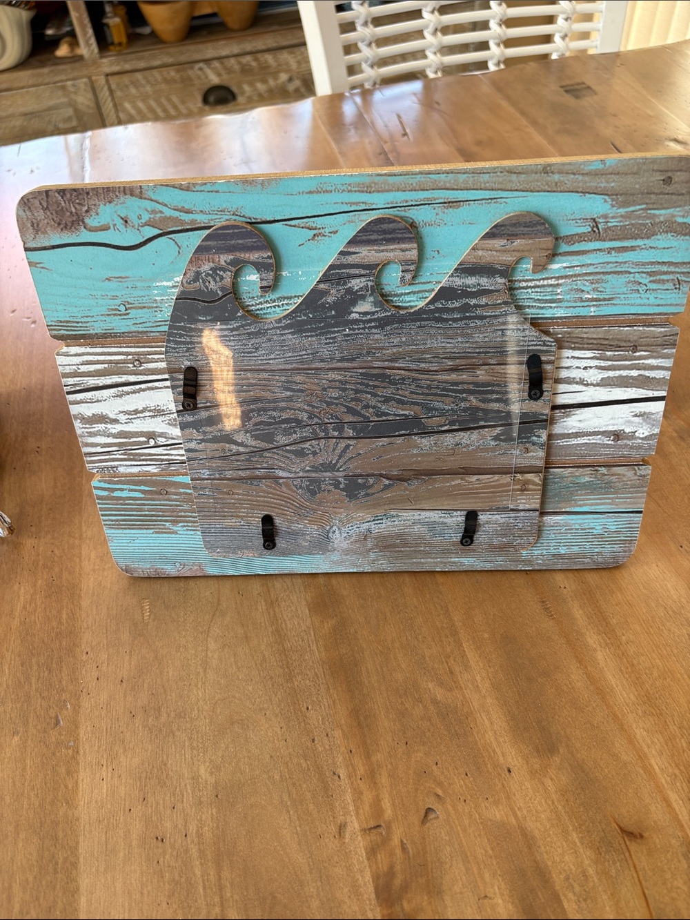 Coastal Wave Wooden Wall Decor - Turquoise and gray